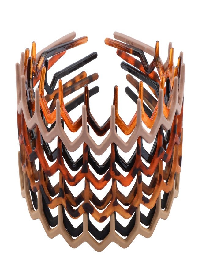 Canitor 8 Pieces Zig Zag Headbands Gifts for Women Teen Girls 90s Outfits Fashion Hair Accessories Hair Bands for Women's Hair Thin Teeth Comb Tortoise Shell Head Bands - Image 1